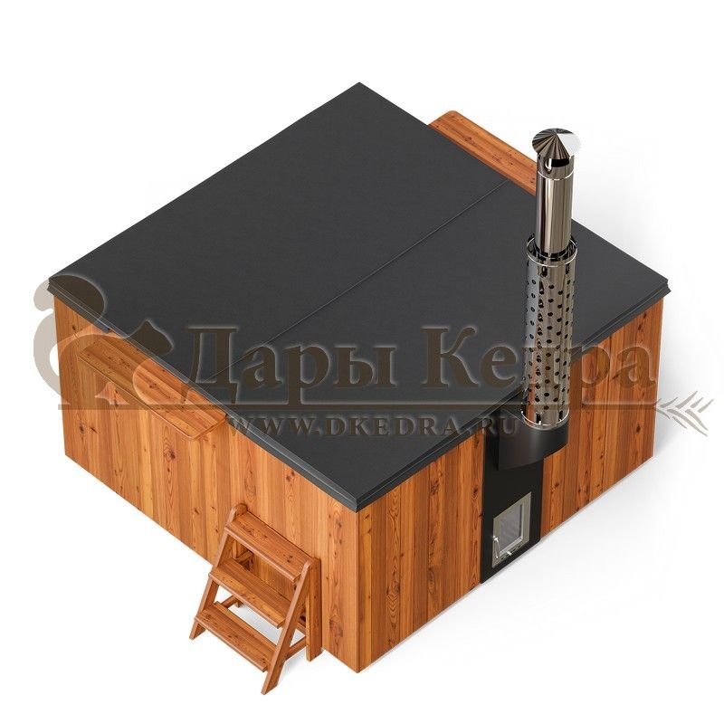 Финская квадратная композитная купель с подогревом (с интегрированной печкой) «кварта интегра 200»